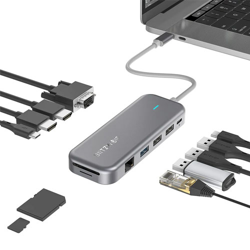 BlitzWolf BW-TH11 11-in-1 USB-C Data Hub with 1080P 60Hz VGA Port - product image