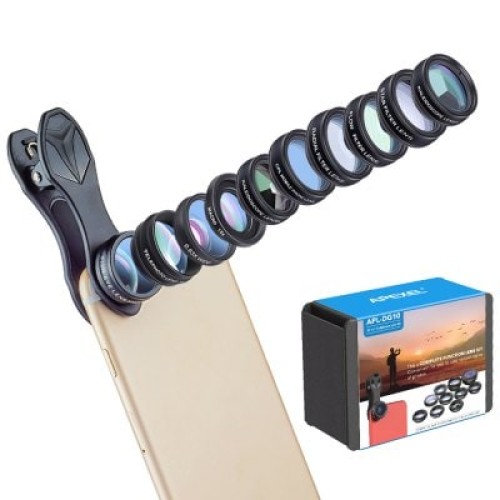 Apexel APL-DG10 optical lens 10 in 1 high quality optical lens kit with universal clip for phone - product image