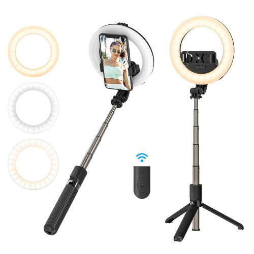 BLITZWOLF® BW-BS8 PRO - FILL LIGHT SELFIE STICK, TRIPOD, 5 INCH RING LIGHT - product image