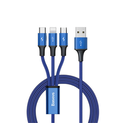Baseus 3-in-1 Cable Rapid Series Fast Charging 3.5A Cable Iphone Micro Type-C CAJS000003 - product image