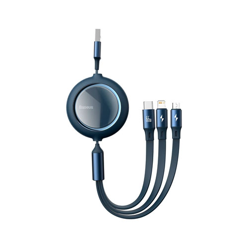 Baseus 3-in-1 Cable one for three Retractable 66W Fast Charging Data Cable Usb to Type C Micro Lightning CAMLC-MJ03 - product image