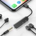 Baseus CALL52-S 3-in-1 iP Male to Dual iP &amp; 3.5mm Female Adapter L52 Silver-black thumbnail image 3