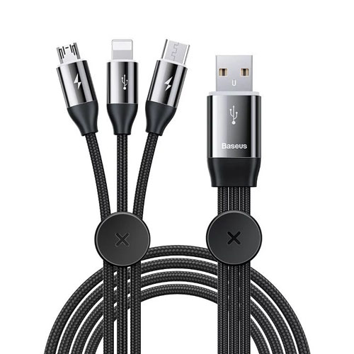 Baseus CAMLT-FX01 Car Co-sharing Cable USB For M+L+T 3.5A 1m Black