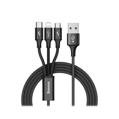 Baseus CAMLt-SU01 Rapid Series 3-in-1 Cable Micro+Type-C+Lighting 3A 1.2M Black - product image