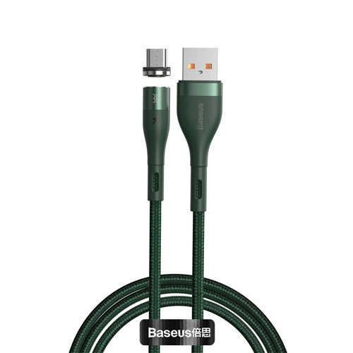 Baseus CAMXC-K06 Zinc Magnetic Safe Fast Charging Data Cable USB to Micro 2.1A 1m Green - product image