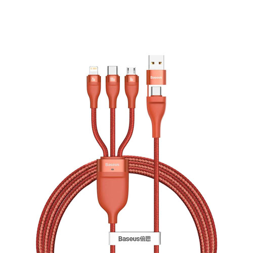 Baseus Two-for-three Fast Charging Flash Series 100W Data Cable – Orange - product image