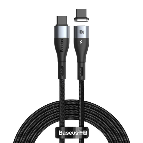 Baseus CATXC-Q01 Zinc Magnetic Safe Fast Charging Data Cable Type-C to Type-C 100W 1.5m Black - product image