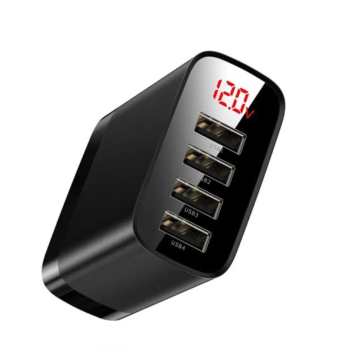 Baseus CCJMHB-B01 CCJMHB-A01 Mirror Lake Digital Display 4USB Travel Charger 30W EU CN Black - product image