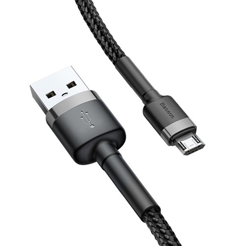 Baseus Cafule Cable Durable Nylon Braided Wire micro USB QC3.0 2.4A 1M black-grey (CAMKLF-BG1) - product image
