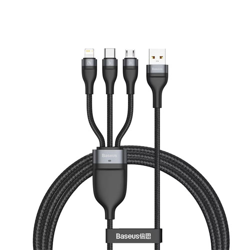 Baseus Flash Series 3-in-1 5A 40W Fast Charging Data Cable CA1T3-G1 Gray+Black - product image
