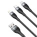 Baseus Flash Series 3-in-1 5A 40W Fast Charging Data Cable CA1T3-G1 Gray+Black thumbnail image 1