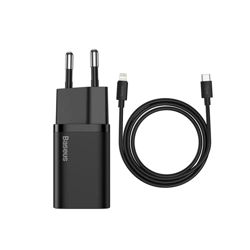 Baseus TZCCSUP-E01 Super Si 1C PD fast wall Charger With Type C To Lightning cable 1 m black TZCCSUP-E01 - product image