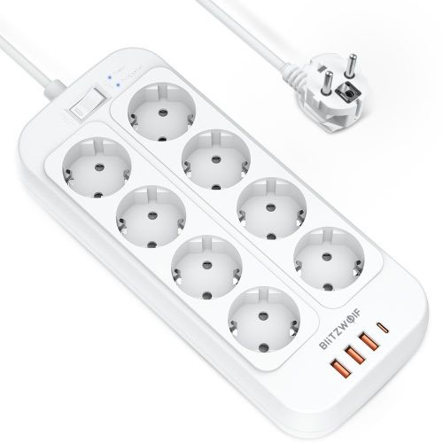 Blitzwolf Bw-pc2 - Power Strip + Usb Quick Chargers, Total 2500w, Wall Mountable - product image