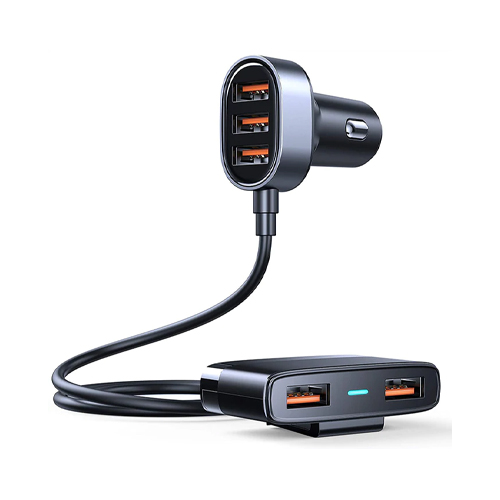 JOYROOM 5 USB Ports Car Charger Adapter 31W with 5FT Cable for Back Seat Charging - product image