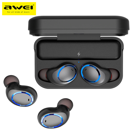 Awei T3 Bluetooth Earphones Wireless Mini Twins Stereo With Mic Charging Dock - product image