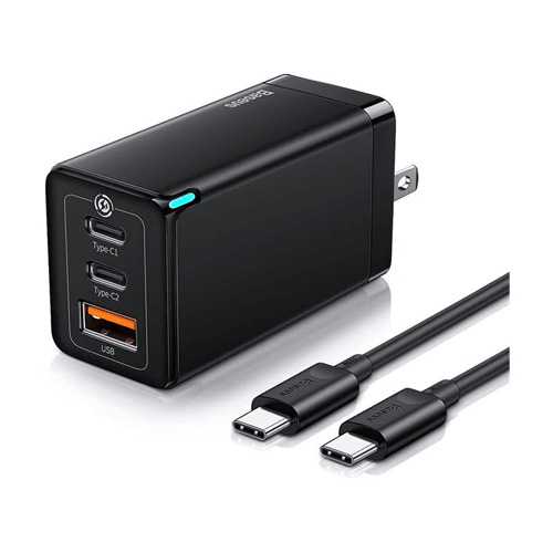 BASEUS GaN3 Pro Fast Charger 2C+U Three Ports 65W CN Plug with Type C Cable - product image