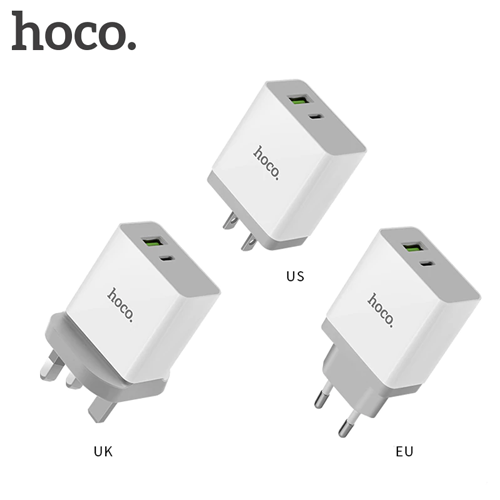HOCO USB & Type-C Quick Charge 3.0 Fast Charger 2-in-1 Portable Travel Universal Mobile Phone Wall Charger - product image
