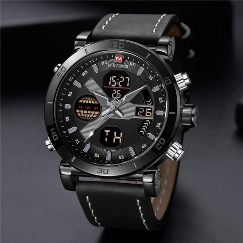 NAVIFORCE 9132 Dual Display Digital Watch Leather Strap - product image