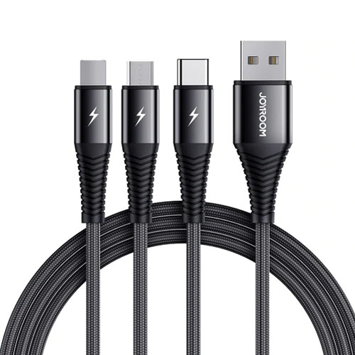 JOYROOM S-1230G4 3A 3 IN 1 USB TO 8 PIN + MICRO USB + TYPE-C / USB-C FAST CHARGING DATA CABLE - product image