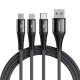 JOYROOM S-1230G4 3A 3 IN 1 USB TO 8 PIN + MICRO USB + TYPE-C / USB-C FAST CHARGING DATA CABLE