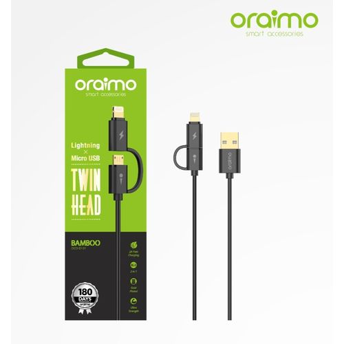 Oraimo OCD-D101 BAMBOO TWIN HEAD 1m Fast Charging Cable - product image