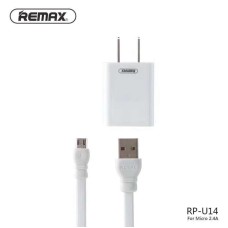 REMAX USB RP-U14 TRAVEL CHARGER WITH 2.4A 1M MICRO / TYPE-C/ IPHONE CABLE