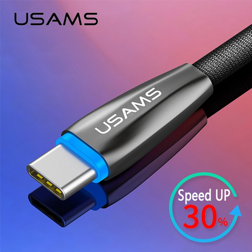 USAMS Type-c USB cable Smart Full-charge Prompt Cable Auto Change Light type C - product image