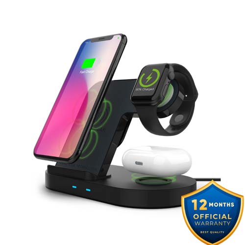 HyperGear 3-In-1 Wireless Charging Dock | Black (15328) - product image